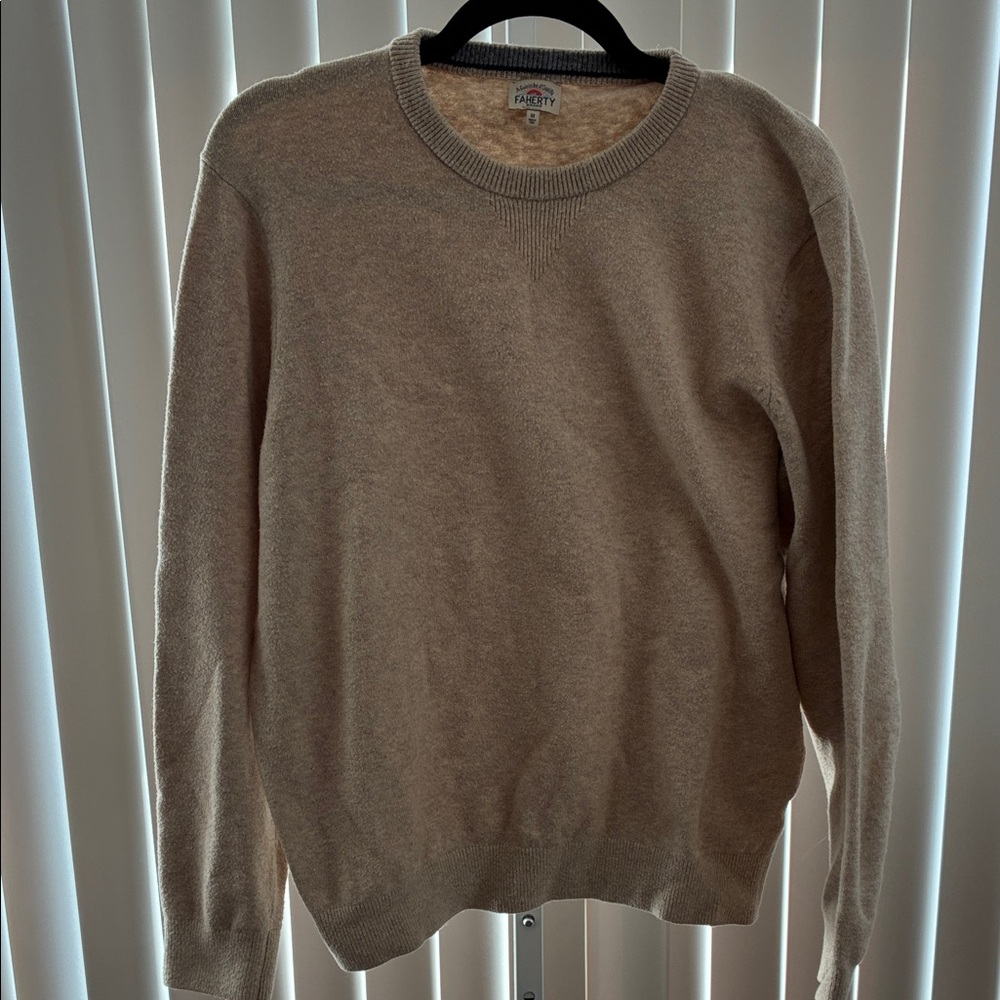 Faherty Tan Crewneck Sweater